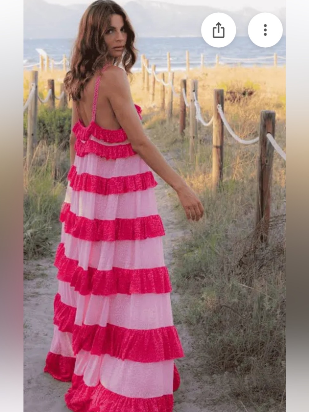 NWT Pitusa Colorblock Tiered Maxi Ruffle Dress Standard Size M/L/XL Pink